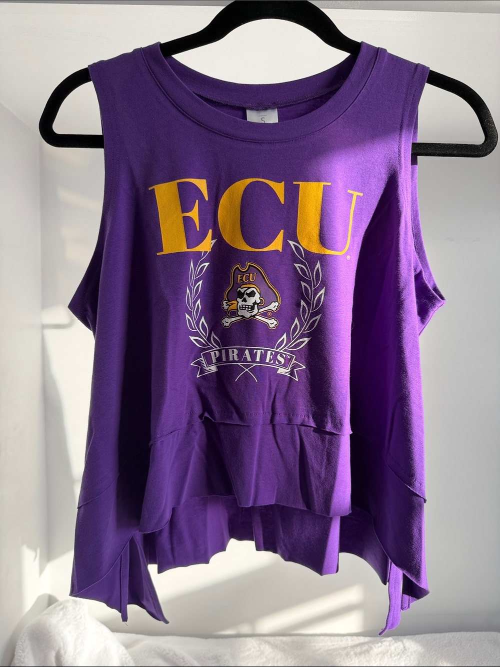 ECU Pirates Purple Sleeveless Crop Tank Top NWT